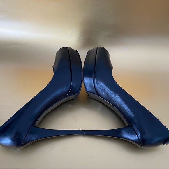 Stuart Weitzman Leather Platform Heels Peep Toe Black - Picture 6 of 16